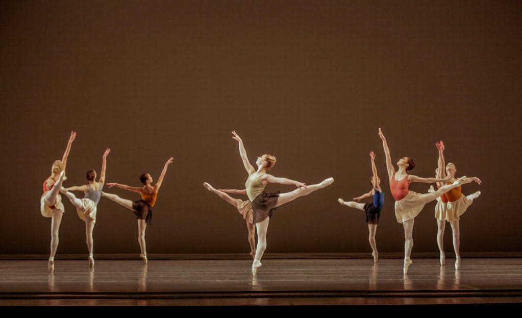Glass Pieces performed by Valeriia Chaykina (center) and The Joffrey Ballet. Photo by Cheryl Mann