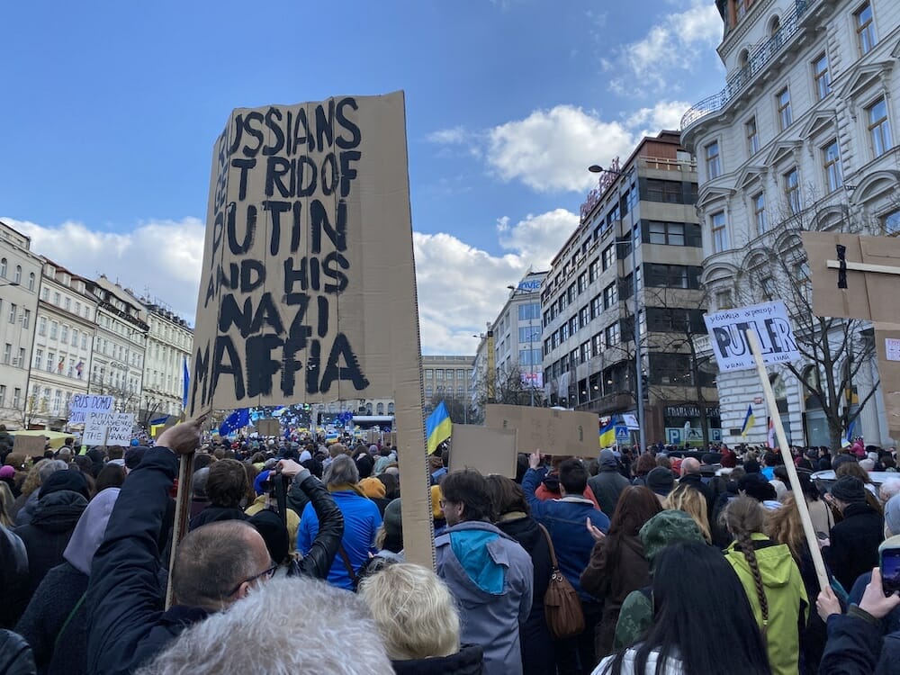 PROTEST IN PRAGUE Anti Putin Pro Ukraine