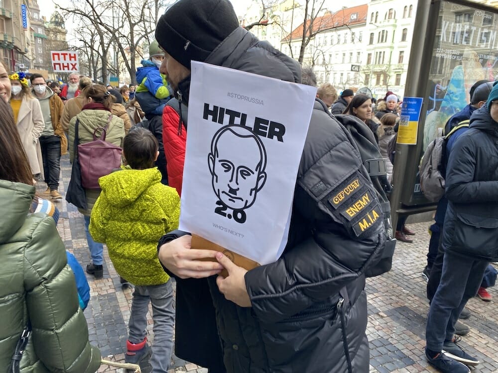 PROTEST IN PRAGUE Anti Putin Pro Ukraine